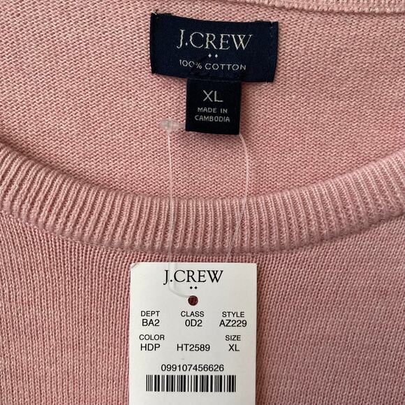 J. Crew Factory Sweater Tee Men XL Heather Dusty Pink Crewneck Cotton Preppy NWT - Picture 3 of 7